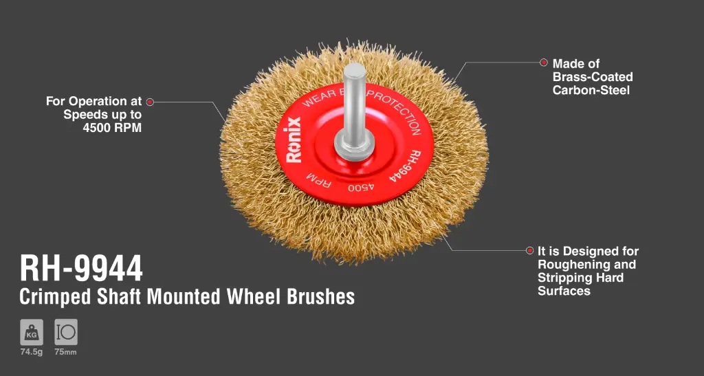 Circular grinding wire brush with shank 75mm