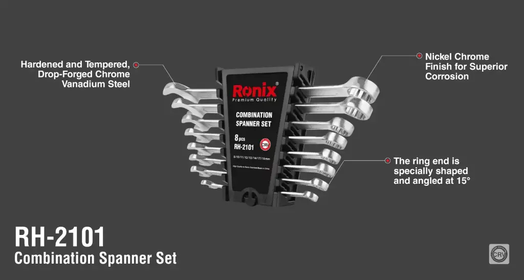 Combination Spanner Set( 8 Pcs) with plastic Rack
