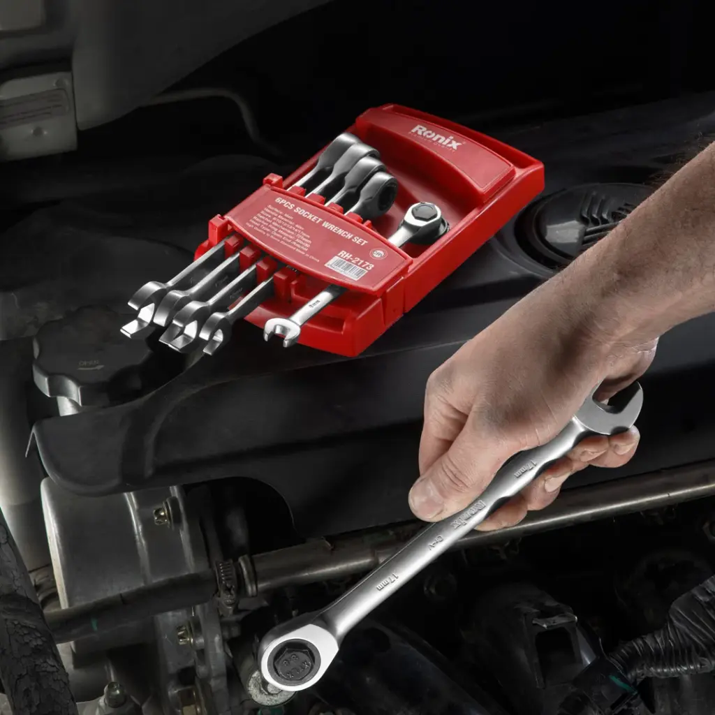 Reversible ratcheting wrench set 6pcs