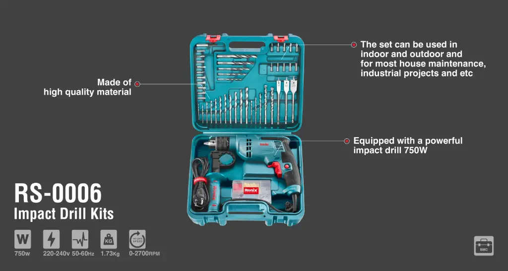 Ronix Impact drill kit 13mm