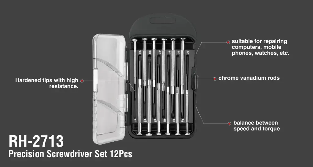 Steel handle Precision Screwdriver Set (12Pcs)