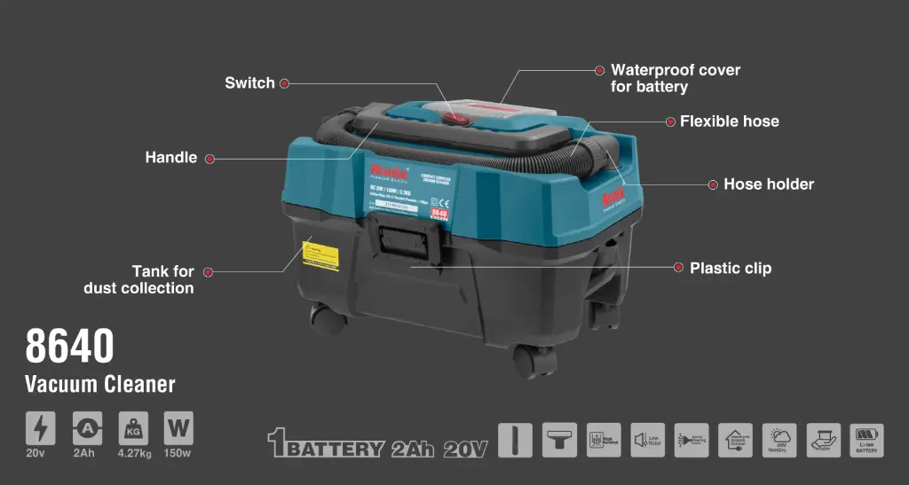 20V compact cordless Vacuum Cleaner 15L