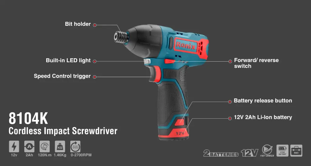 12V Cordless Screwdriver kit 120N.m