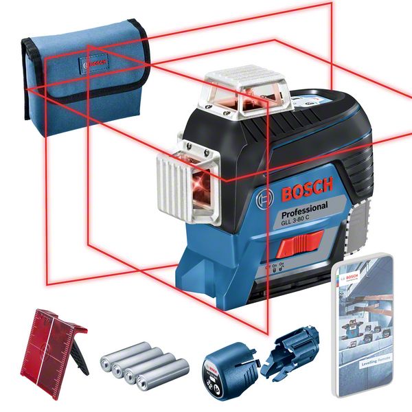 Joonlaser Bosch GLL 3-80 C, AA1, ± 0.2 mm/m, 30 - 120 m