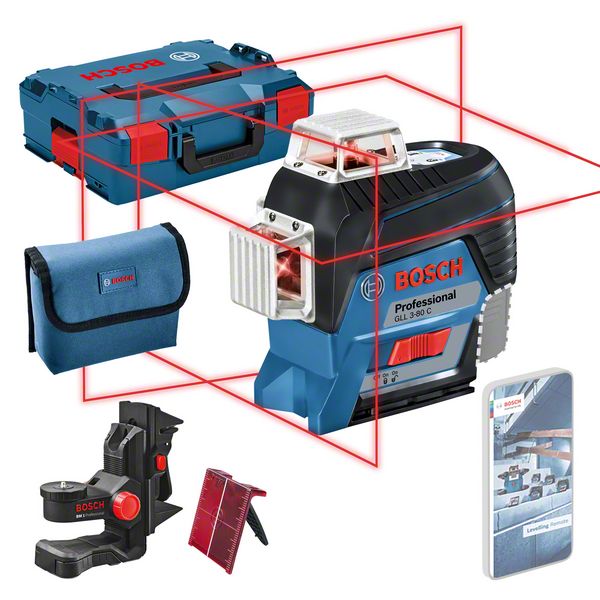 Joonlaser Bosch GLL 3-80 C, BM1, SOLO, ± 0.2 mm/m, 30 - 120 m