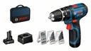 Löökakutrell Bosch GSB 12V-15, (1x2.0Ah + 1x4.0Ah), 39 ACC, GAL 12V-20, 0-380 / 0-1.300 min.-1 + puuride ja otsakute komplekt