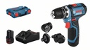 Akutrell Bosch GSR 12V-15 FC Set, (2x2.0Ah), 4xGFA, GAL 12V-40, 0-400 / 0-1.300 min.-1 + padrunite komplekt