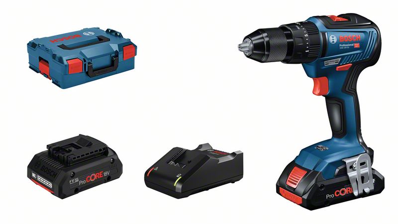 Löökakutrell Bosch GSB 18V-55, (2x4.0Ah ProCORE 18V), GAL 18V-40, 0-450 / 0-1.750 min.-1