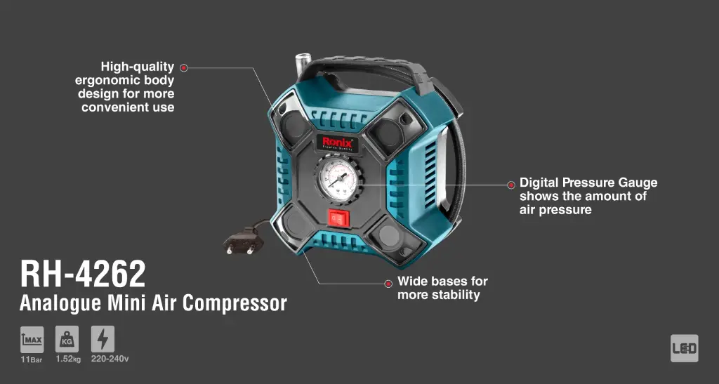 Analogue AC Mini Air Compressor 11Bar