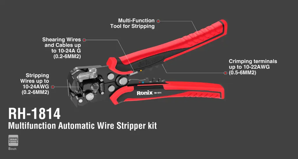 Multifunction automatic wire stripper kit 8 inch