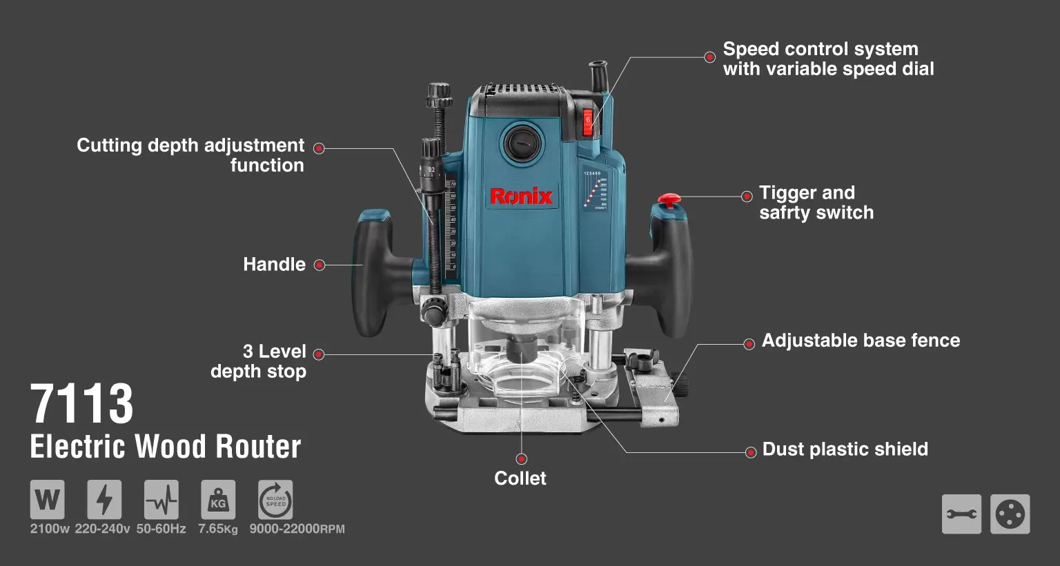 Electric Router 2100 W