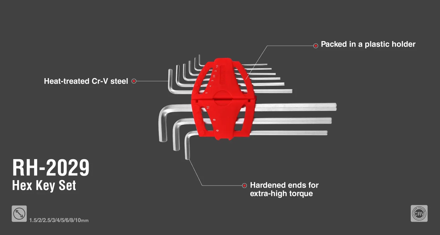 Long Hex Key Set With Frame 9pcs