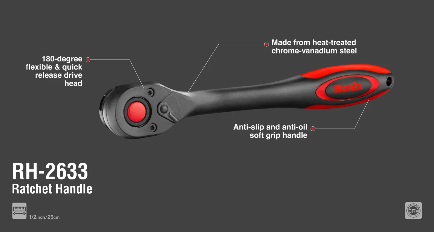 Straight Ratchet Handle 10"