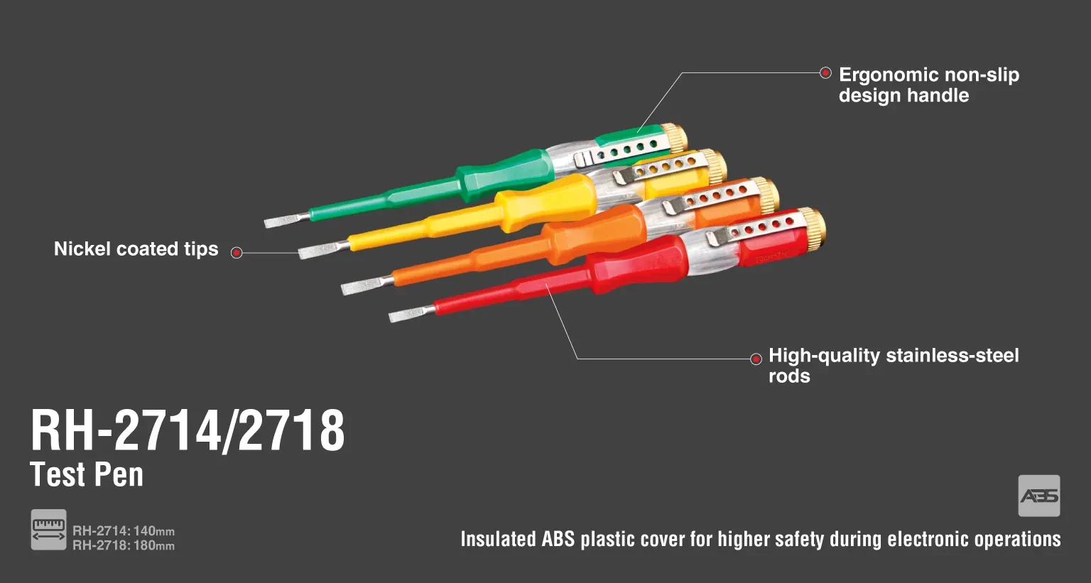 Test Pen 120~250V Stainless Steel 180mm