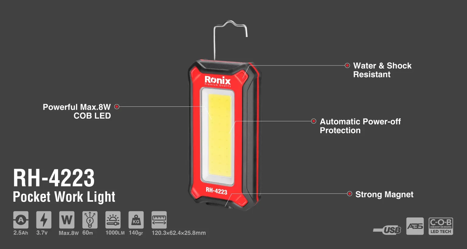 Pocket work light 1000lm - Weto model