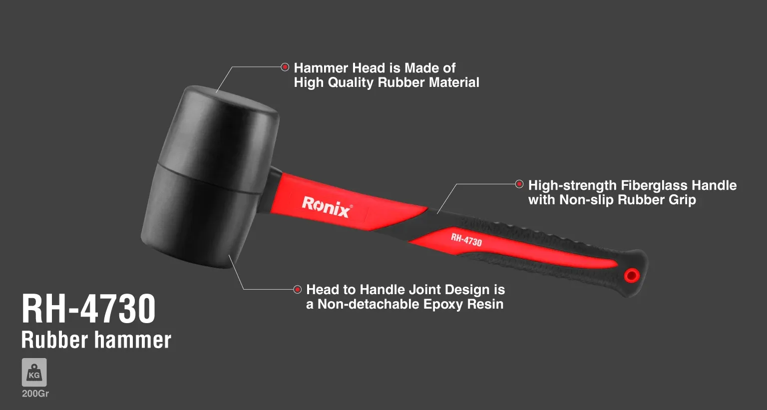 Rubber hammer 250g