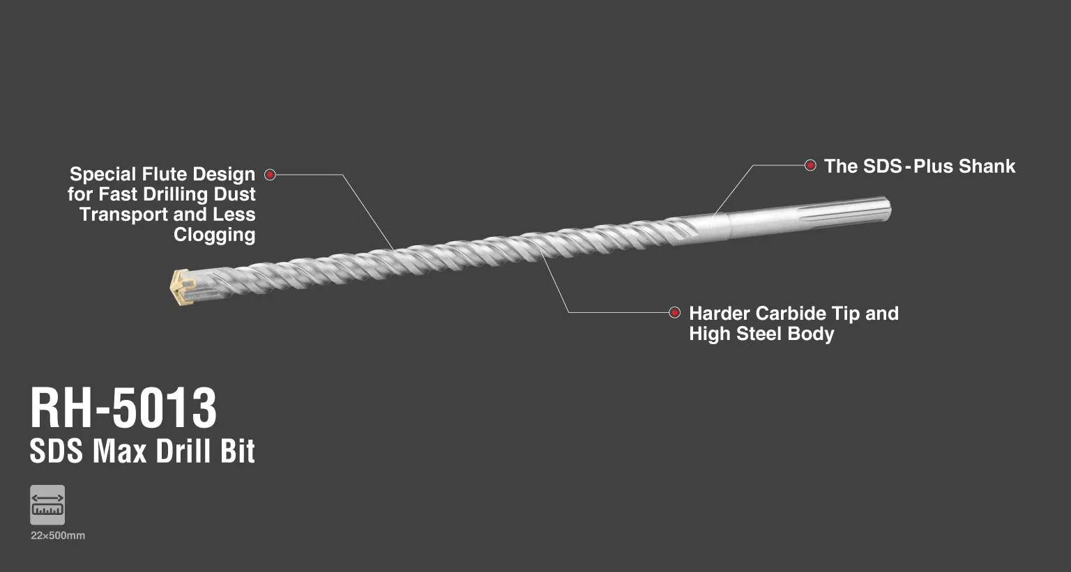 SDS Max Drill Bit 22x500 mm