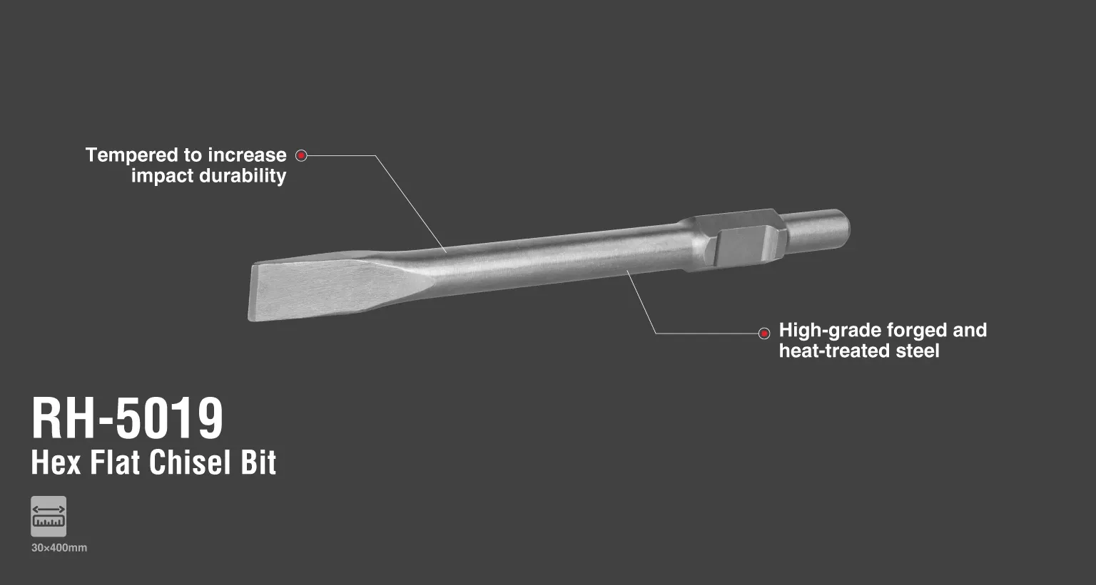 Hex Flat Chisel Bit 30x400x30