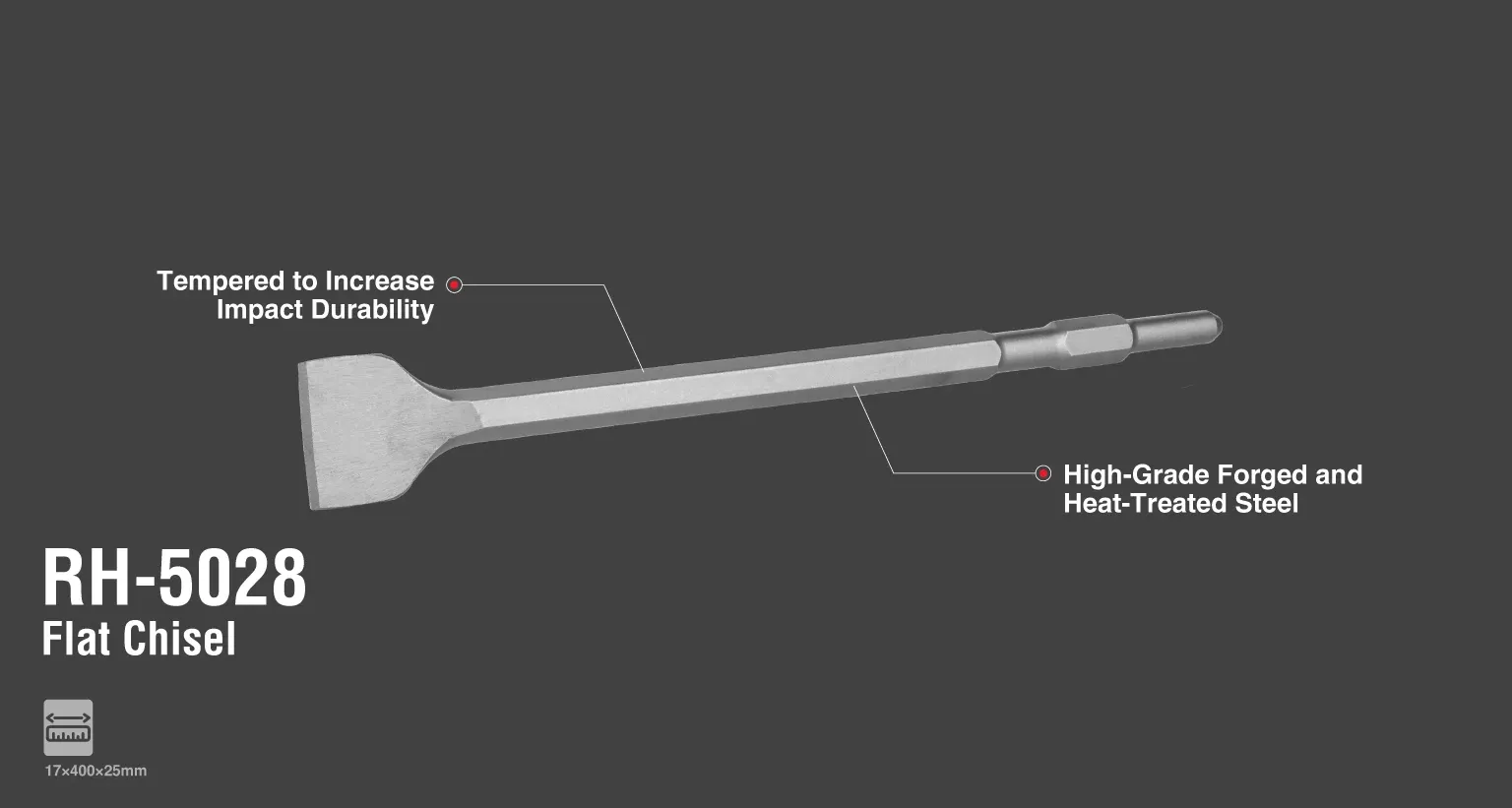 Hex Flat Chisel 17x400x50mm
