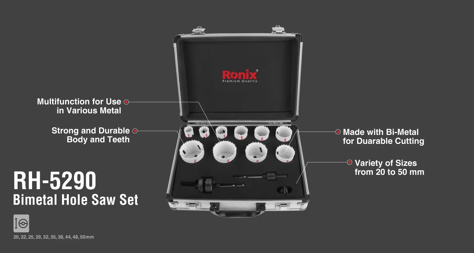 Bi-metal hole saw set 14pcs