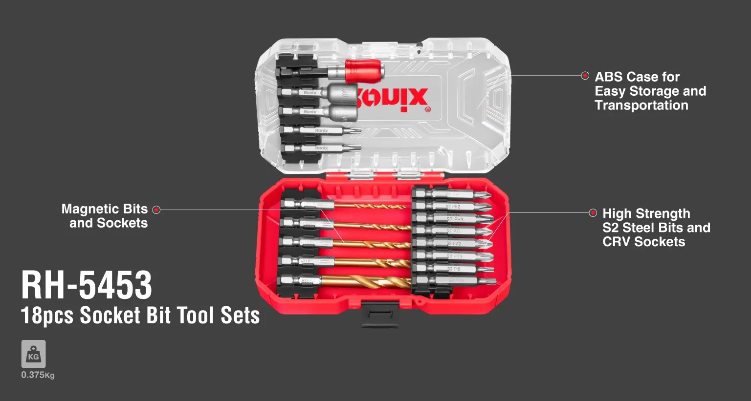 Socket & Bit Tool Sets 18pcs