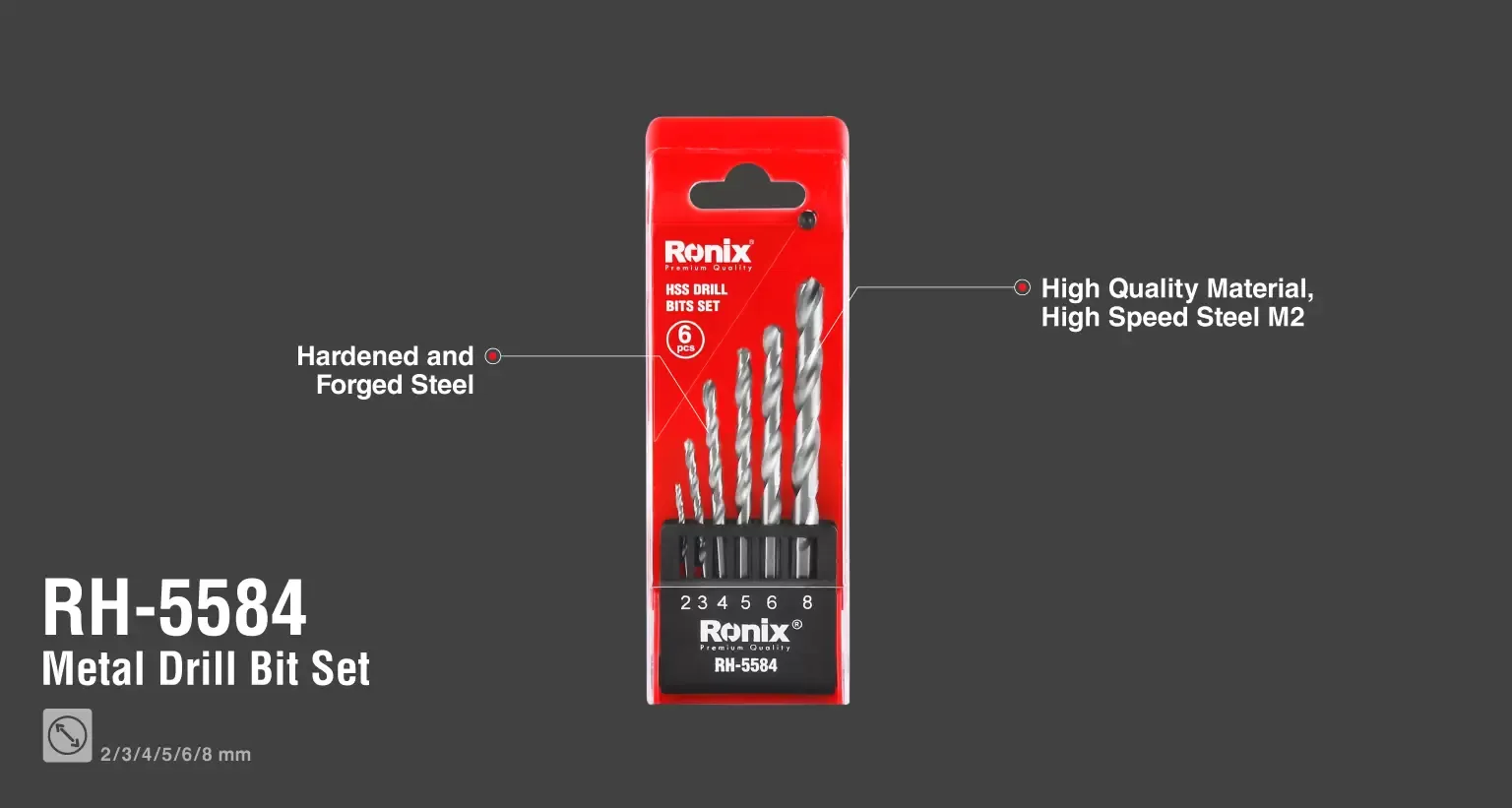 Metal Drill Bit Set 6pcs HSS(M2)