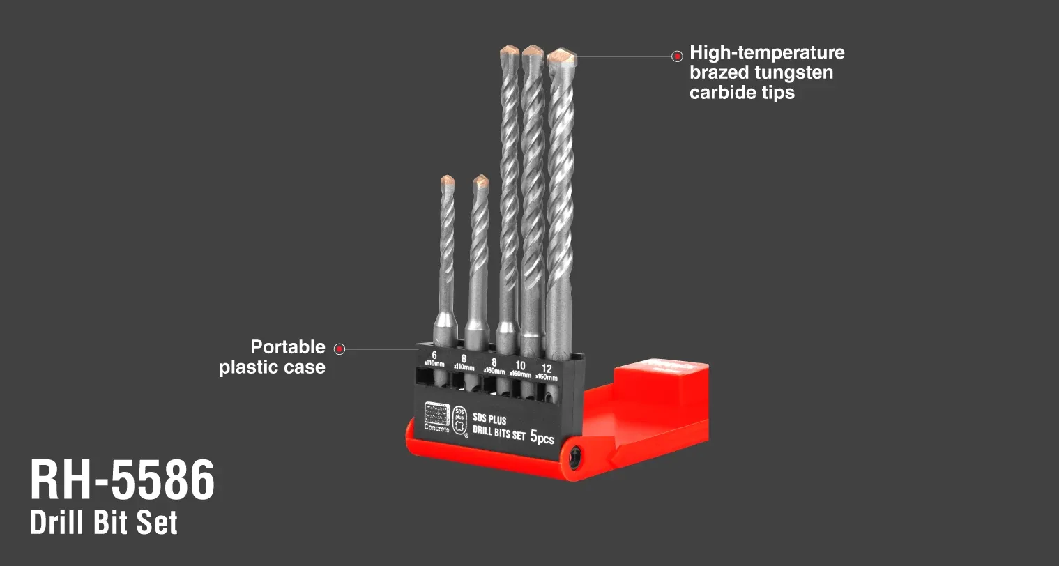 SDS Plus Drill Bit set( 5Pcs)-Plastic Box