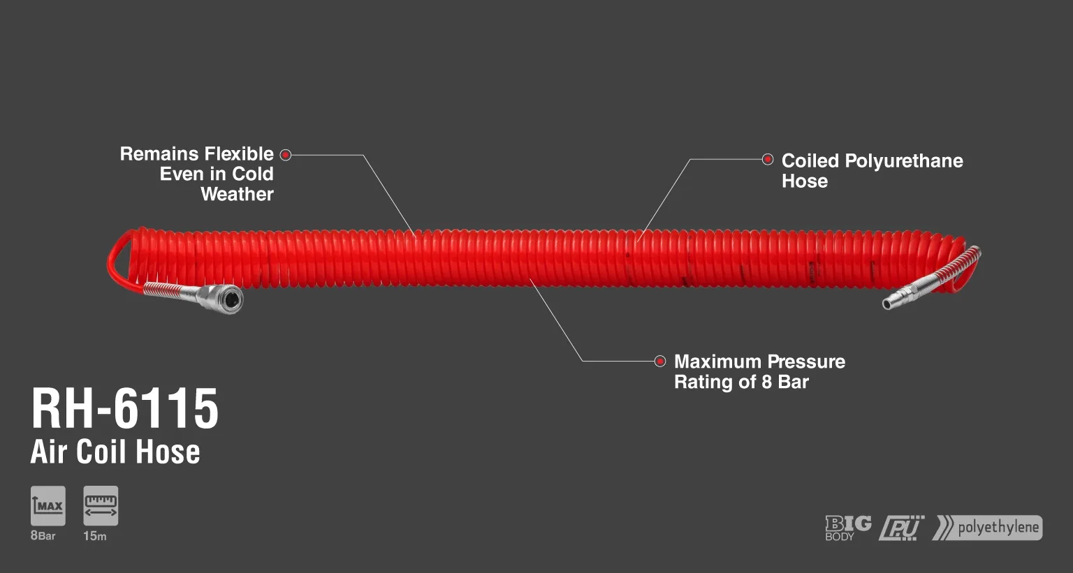 Air coil hose 15m