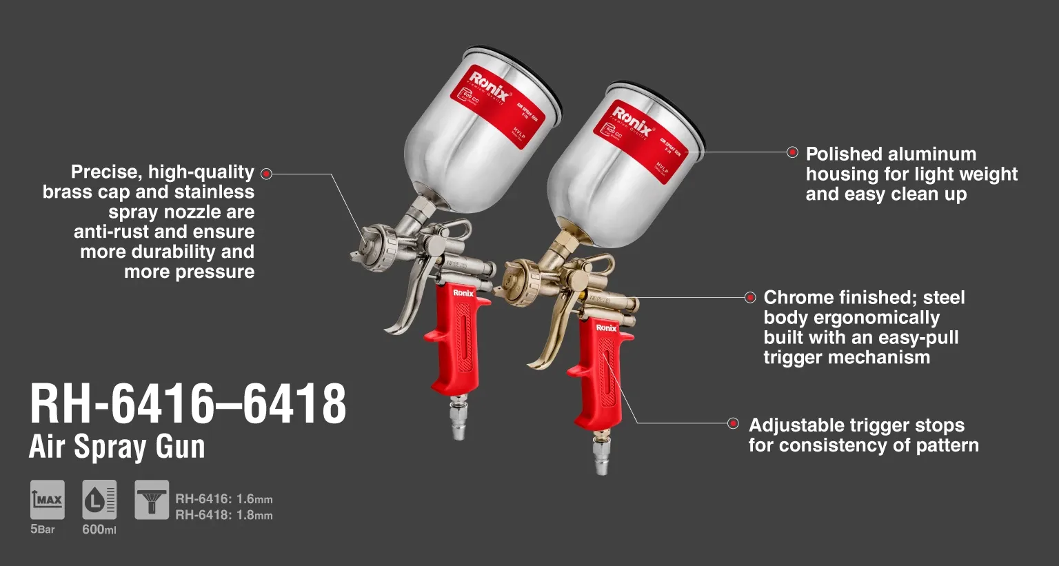 Air Spray Gun 600 CC METAL - 1.6 mm
