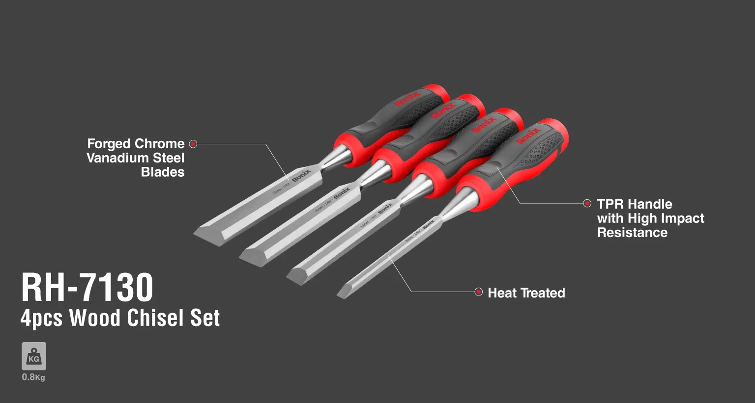 Wood chisel set 4pcs