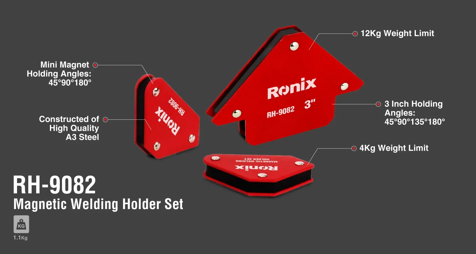 Magnetic Welding Holder Set (4pcs Mini Magnet/2pcs 3 Inch Magnet)