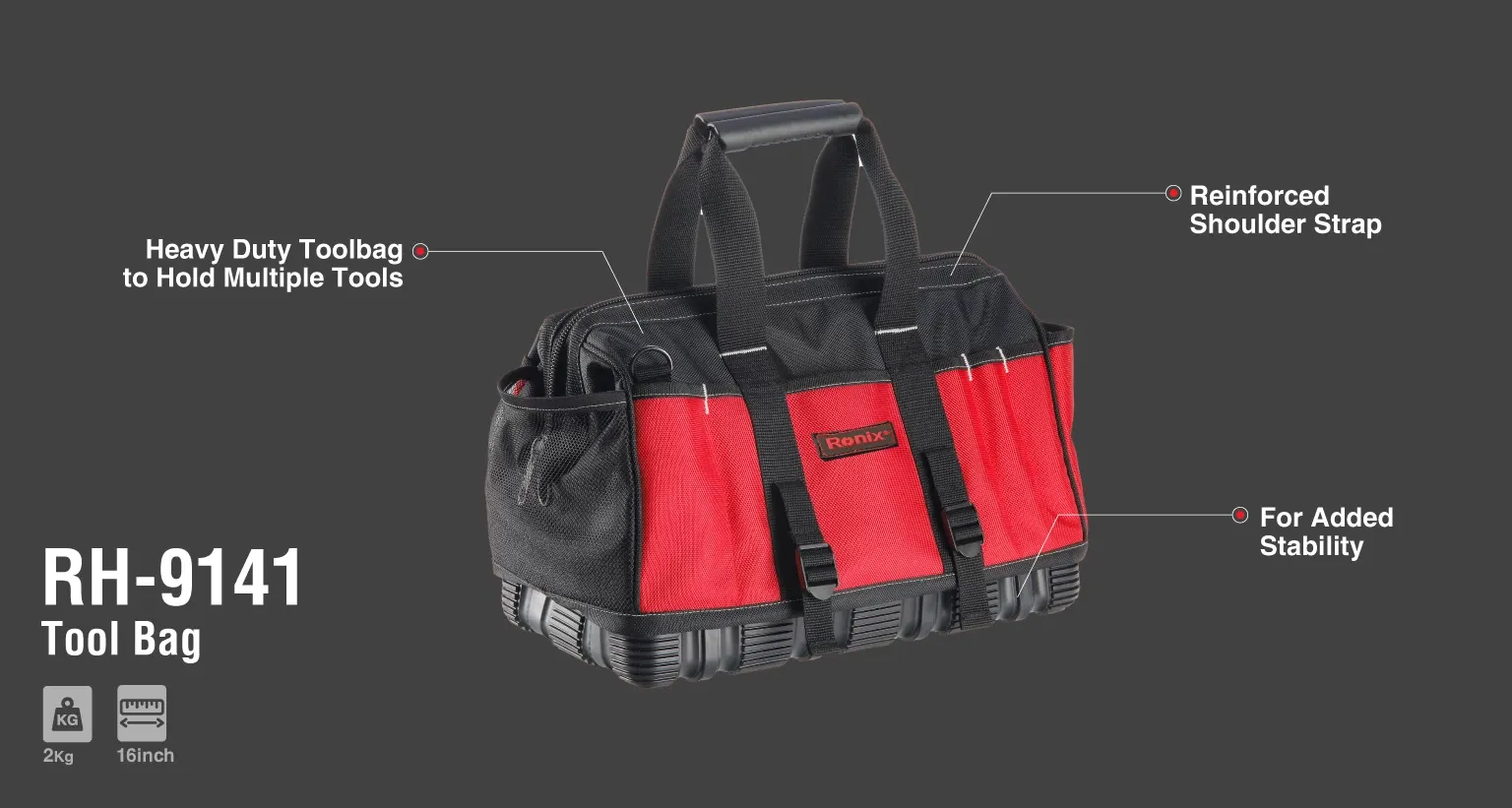 Tool Bag with 14 compartments 16 inch