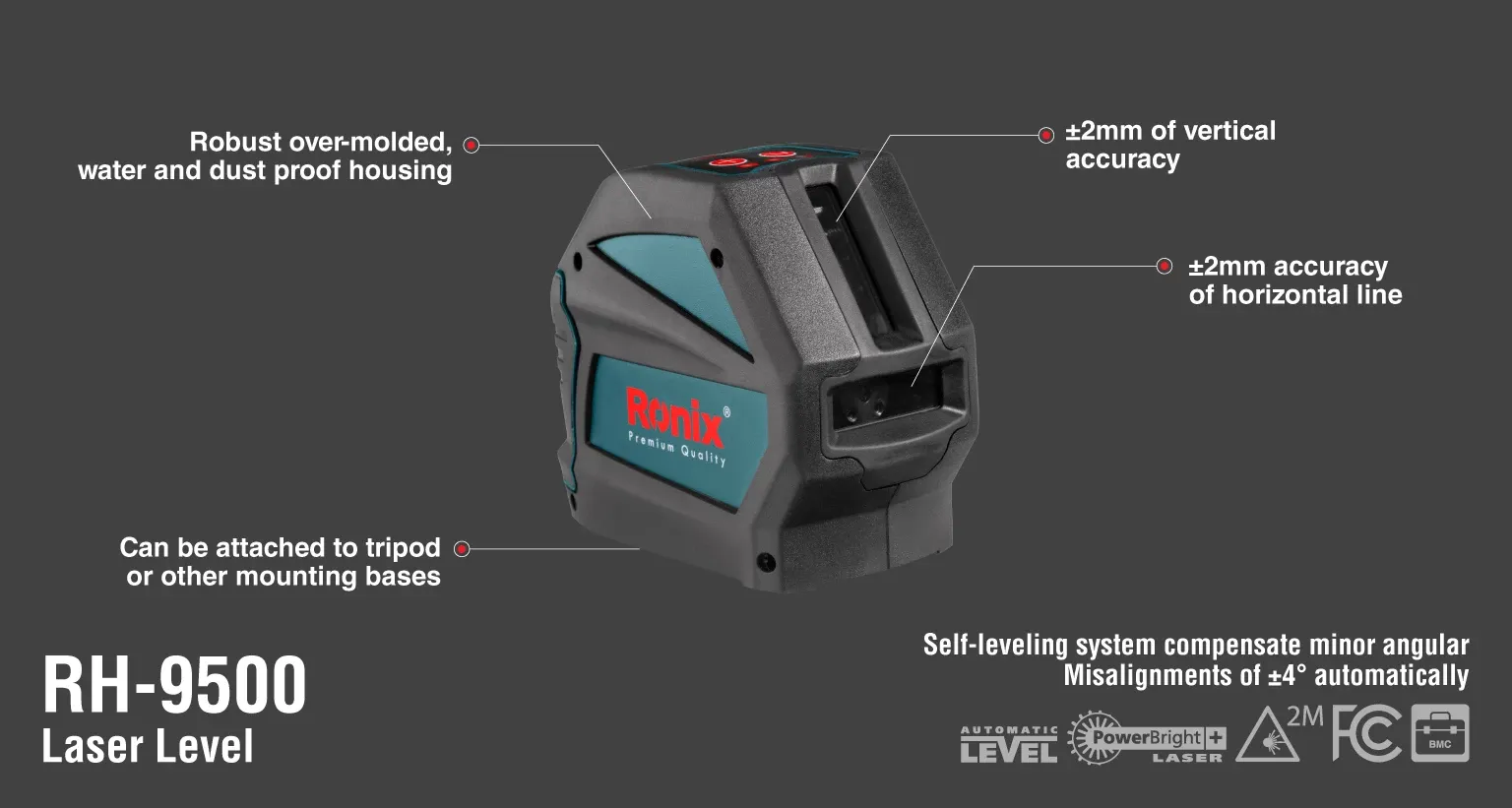 Self Leveling Cross-line Laser Level 50M-Red Beam
