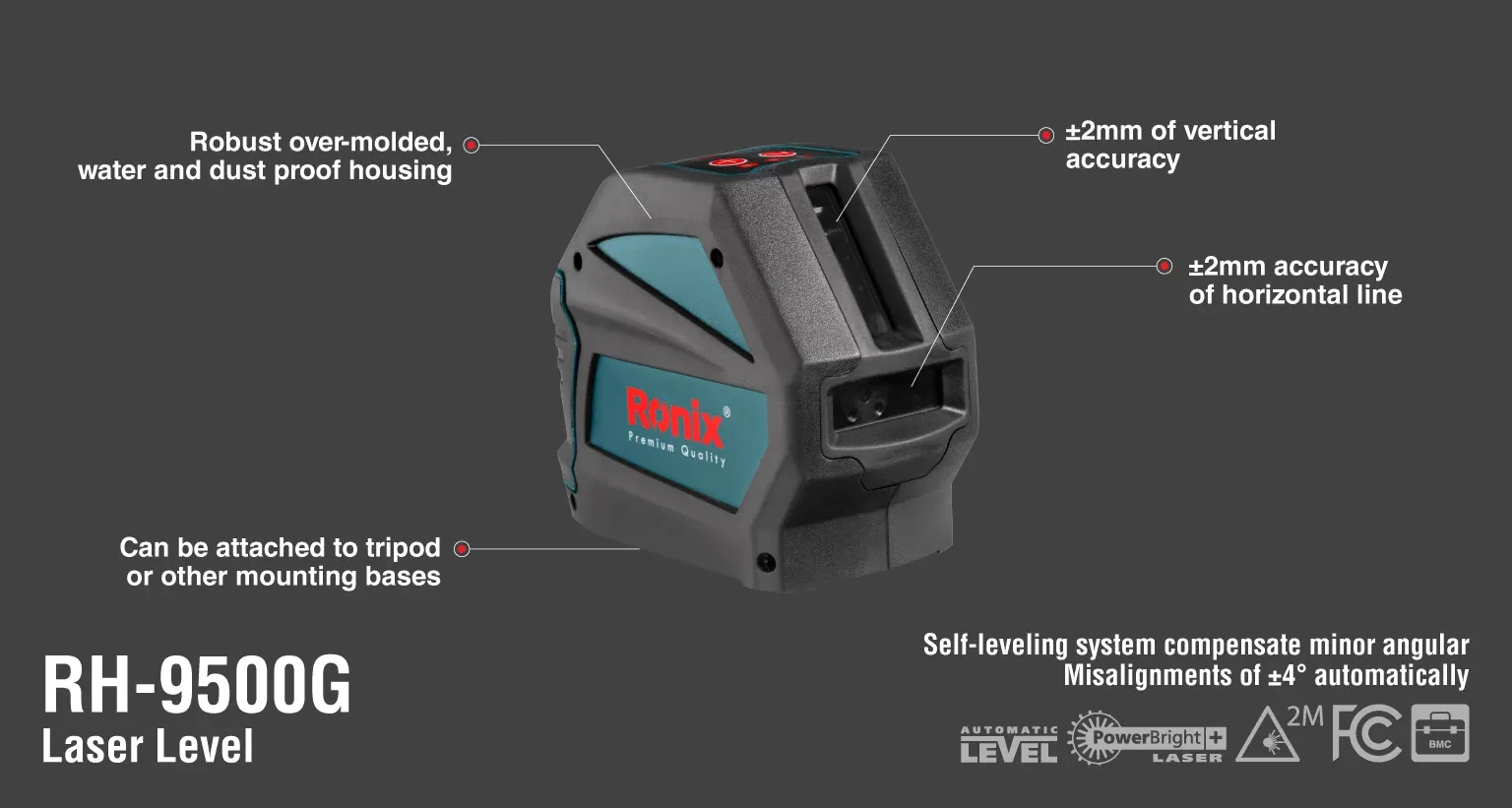 Self Leveling Cross-line Laser Level 50M-Red Beam
