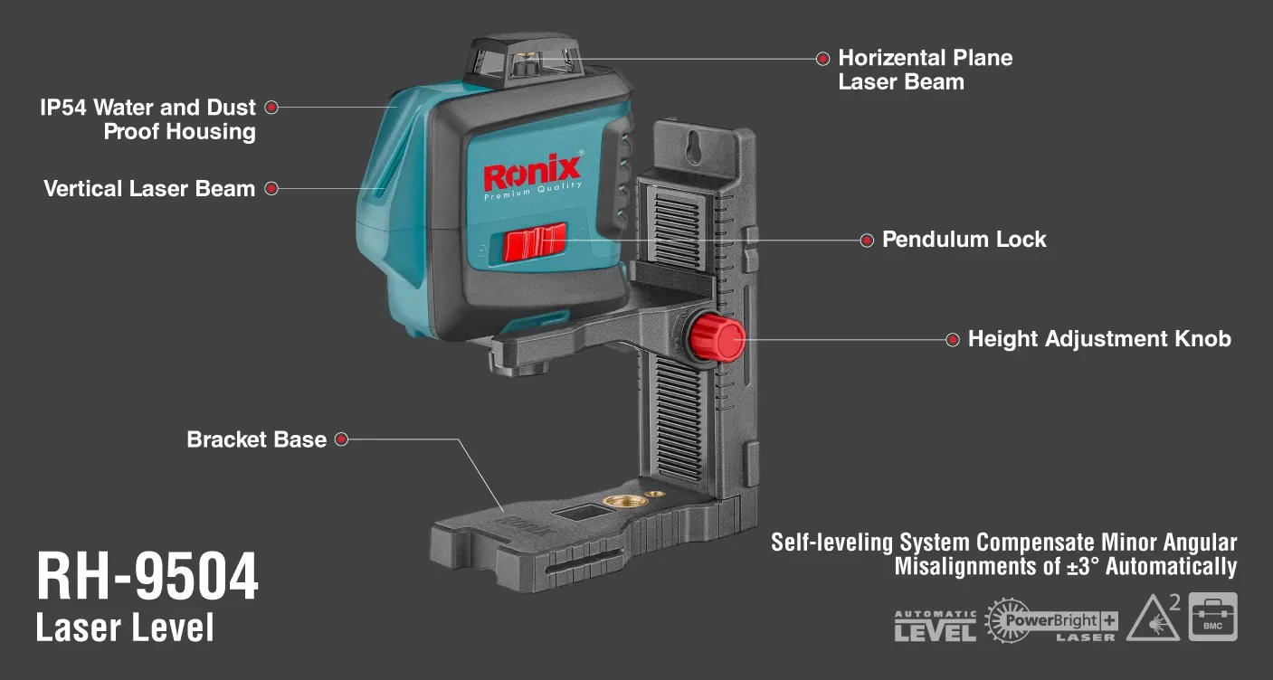 Professional Power-brightness 360°H Plus V-line Laser with One Extra Vertical Laser 50M