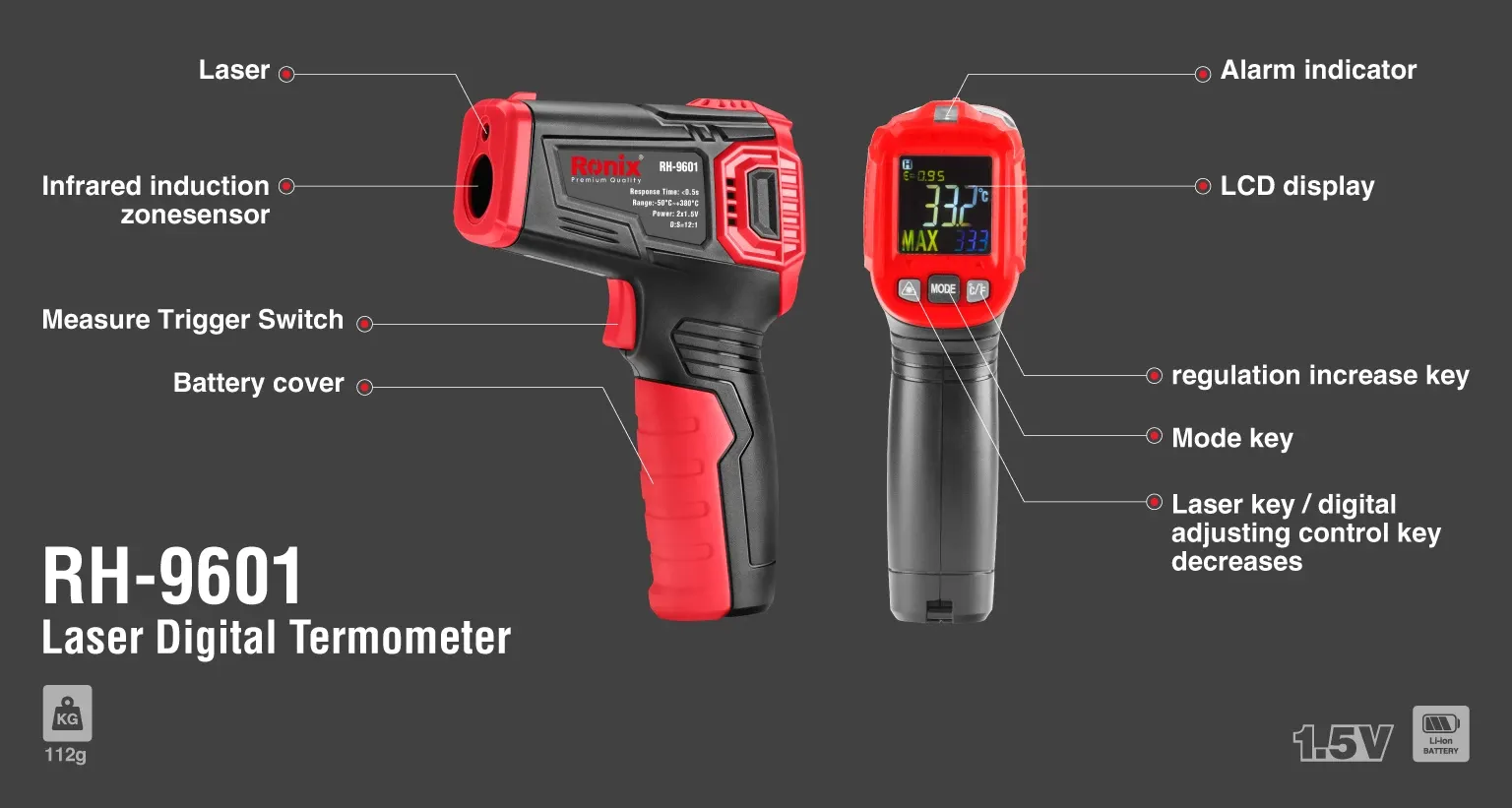 Digital Infrared Laser Termometer 550°C