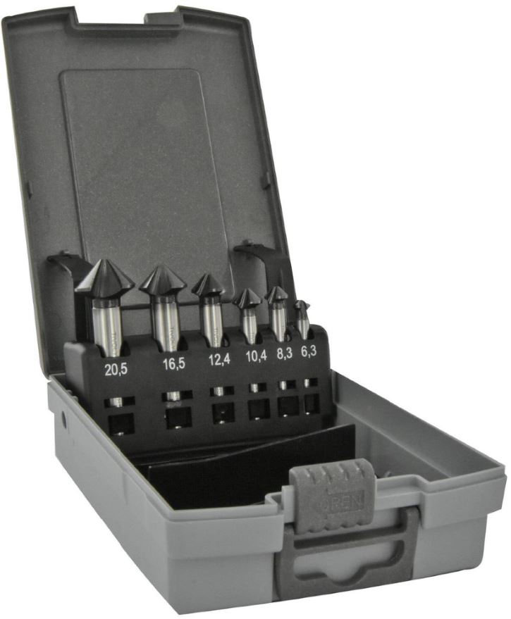 Set of 6 Countersinks FNH06. 90°, ØD=6,3-20,5mm, HSS-E5, TiAlN