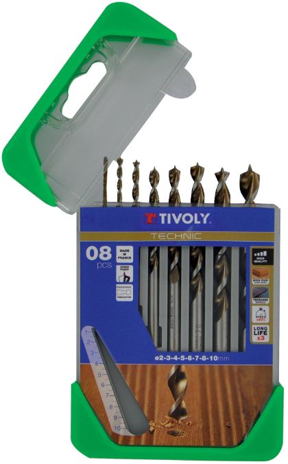 Wood drill bit set 2 - 10mm, 8 pcs, HSS, SLR graduated