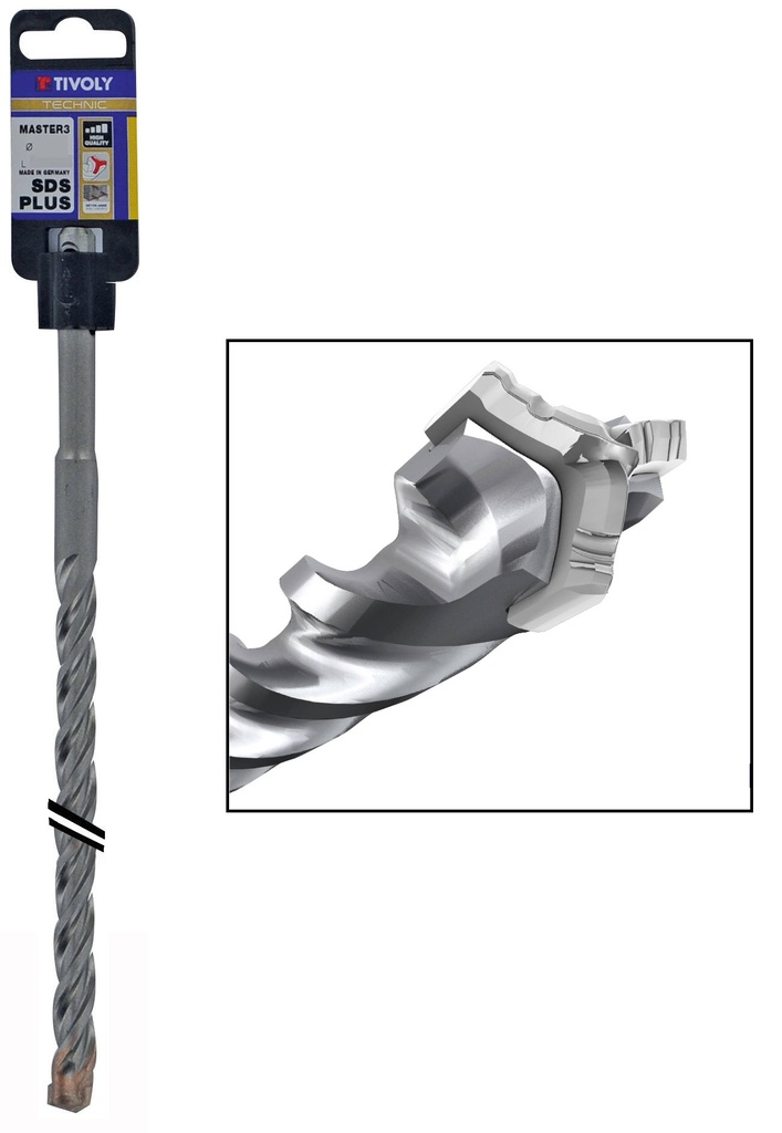 SDS+ urbis dzelzbetonam Technic Master 3 griežņu galva | Ø25*450*400mm