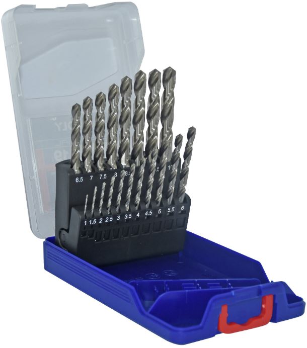 Metal drills set 1-10mm, HSS, fully ground, 19pcs