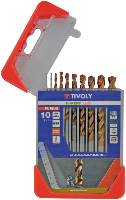 Tivoly urbju kompl. metālam FURIUS HSS Clipster PRO 10 urbji Ø1-10mm