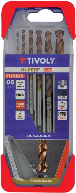 Metal drills set FURIUS HSS Clipster PRO 6pcs Ø2-8mm