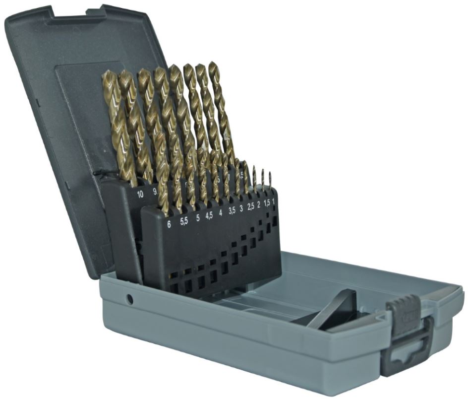 Metal drills set 1-10mm, HSS-Co, fully ground, 135°, 19pcs