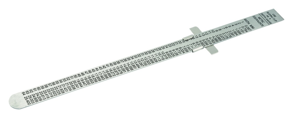 Flexible stainless steel ruler with pocket clip 160mm and depth gauge