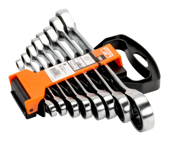 Double flat ratcheting wrench set 6-19mm 8pcs
