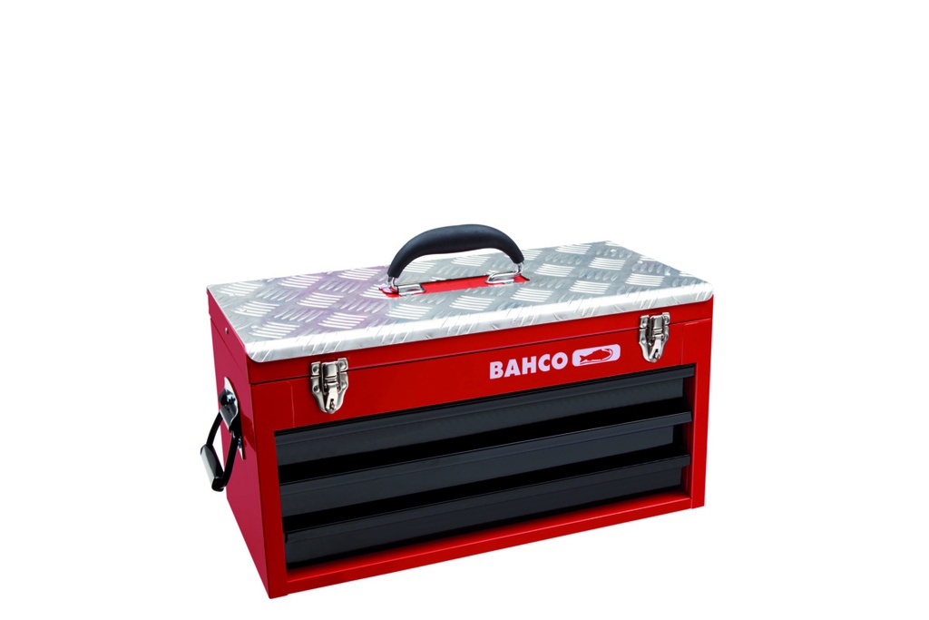 Metallic case with 3 drawers and upper tray 523x257x300mm with reinforced lid