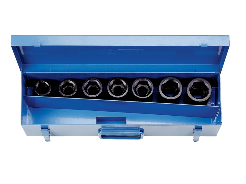 Hexagon impact socket set 7 pcs 1" 24,27,30,32,33,36 ja 38mm
