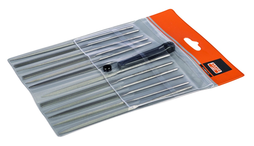 Needle files set 160mm 12pcs + handle