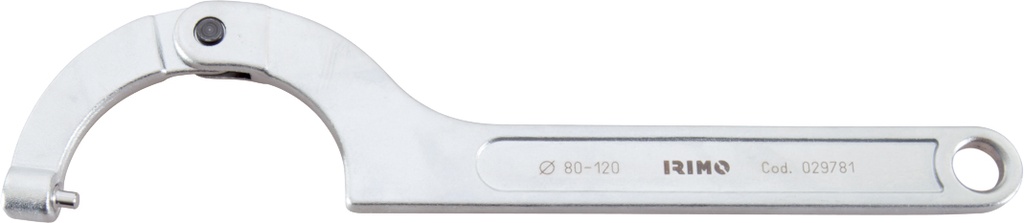Reguleeritav konksvõti 345mm max 80-120mm vahetatavate tihvtidega diam 6mm Irimo