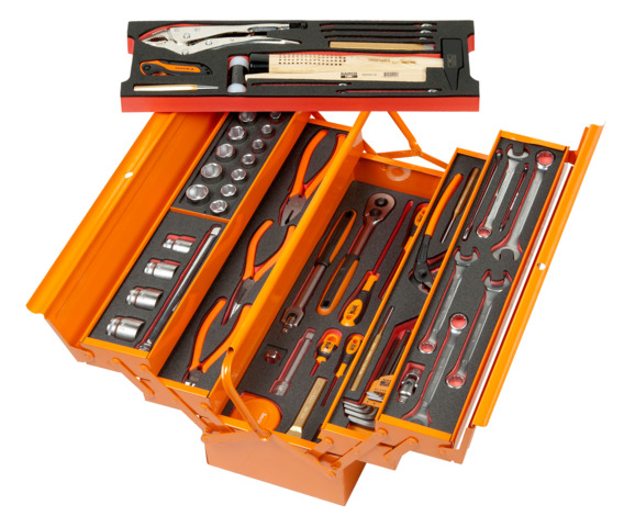 Instrumentu komplekts metāla kastē ar ieliktņiem  54gab 200x220x530mm, 1/2 "